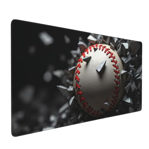 Großes Gaming-Mauspad, kühles Weiß, Baseball-Druck, Schreibtisch-Tastatur-Pad, rutschfeste Schreibtischunterlage für Desktop-Tastatur und Maus, Mauspad für Büro, Heimzubehör, 40,6 x 80,9 cm Bild 1