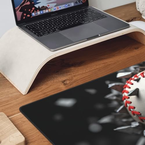 Großes Gaming-Mauspad, kühles Weiß, Baseball-Druck, Schreibtisch-Tastatur-Pad, rutschfeste Schreibtischunterlage für Desktop-Tastatur und Maus, Mauspad für Büro, Heimzubehör, 40,6 x 80,9 cm Bild 3
