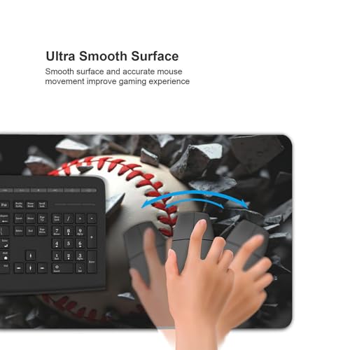 Großes Gaming-Mauspad, kühles Weiß, Baseball-Druck, Schreibtisch-Tastatur-Pad, rutschfeste Schreibtischunterlage für Desktop-Tastatur und Maus, Mauspad für Büro, Heimzubehör, 40,6 x 80,9 cm Bild 5