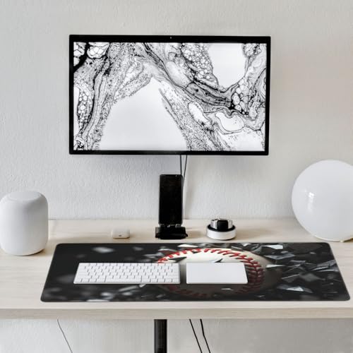 Großes Gaming-Mauspad, kühles Weiß, Baseball-Druck, Schreibtisch-Tastatur-Pad, rutschfeste Schreibtischunterlage für Desktop-Tastatur und Maus, Mauspad für Büro, Heimzubehör, 40,6 x 80,9 cm Bild 7