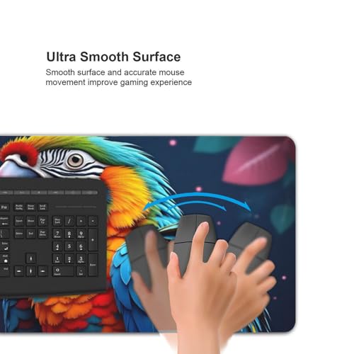 Großes Gaming-Mauspad, farbenfroher Papageien-Druck, Schreibtisch-Tastaturunterlage, rutschfeste Schreibtischunterlage für Desktop-Tastatur und Maus, Mauspad für Büro, Heimzubehör, 40,6 x 80,9 cm Bild 5