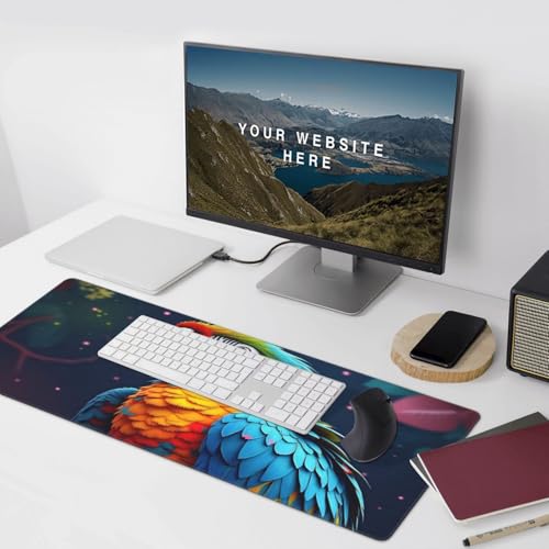 Großes Gaming-Mauspad, farbenfroher Papageien-Druck, Schreibtisch-Tastaturunterlage, rutschfeste Schreibtischunterlage für Desktop-Tastatur und Maus, Mauspad für Büro, Heimzubehör, 40,6 x 80,9 cm Bild 6