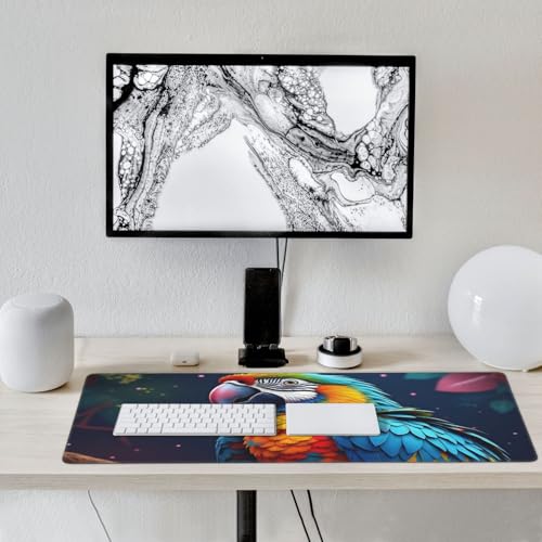 Großes Gaming-Mauspad, farbenfroher Papageien-Druck, Schreibtisch-Tastaturunterlage, rutschfeste Schreibtischunterlage für Desktop-Tastatur und Maus, Mauspad für Büro, Heimzubehör, 40,6 x 80,9 cm Bild 7