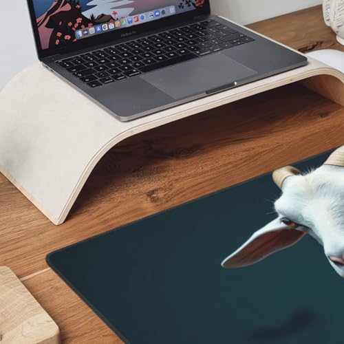Großes Gaming-Mauspad, kaltweißes Ziegen-Druck, Schreibtisch-Tastatur-Pad, rutschfeste Schreibtischunterlage für Desktop-Tastatur und Maus, Mauspad für Büro, Heimzubehör, 40,6 x 80,9 cm Bild 3