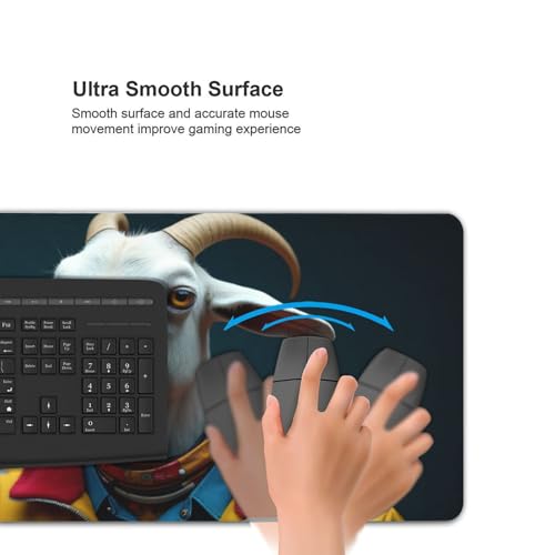 Großes Gaming-Mauspad, kaltweißes Ziegen-Druck, Schreibtisch-Tastatur-Pad, rutschfeste Schreibtischunterlage für Desktop-Tastatur und Maus, Mauspad für Büro, Heimzubehör, 40,6 x 80,9 cm Bild 5
