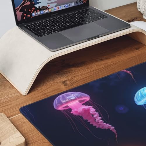 Großes Gaming-Mauspad, bunte Quallen-Druck, Schreibtisch-Tastatur-Pad, rutschfeste Schreibtischunterlage für Desktop-Tastatur und Maus, Mauspad für Büro, Heimzubehör, 40,6 x 80,9 cm Bild 3
