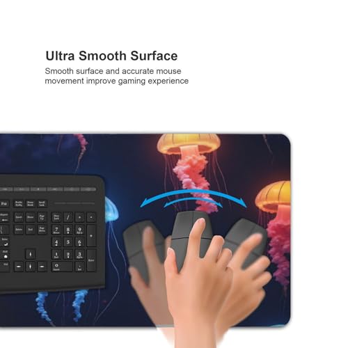 Großes Gaming-Mauspad, bunte Quallen-Druck, Schreibtisch-Tastatur-Pad, rutschfeste Schreibtischunterlage für Desktop-Tastatur und Maus, Mauspad für Büro, Heimzubehör, 40,6 x 80,9 cm Bild 5