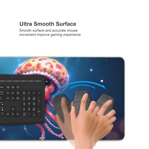 Großes Gaming-Mauspad, niedlicher rosa Quallen-Druck, Schreibtisch-Tastatur-Pad, rutschfeste Schreibtischunterlage für Desktop-Tastatur und Maus, Mauspad für Büro, Heimzubehör, 40,6 x 80,9 cm Bild 5
