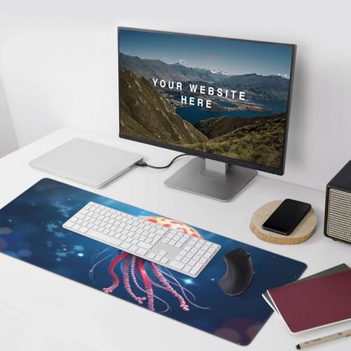 Großes Gaming-Mauspad, niedlicher rosa Quallen-Druck, Schreibtisch-Tastatur-Pad, rutschfeste Schreibtischunterlage für Desktop-Tastatur und Maus, Mauspad für Büro, Heimzubehör, 40,6 x 80,9 cm Bild 6