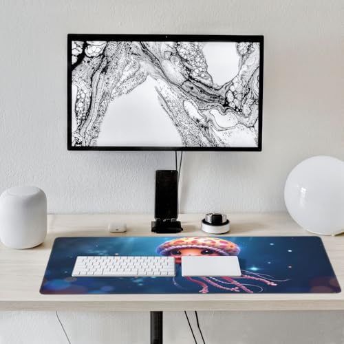 Großes Gaming-Mauspad, niedlicher rosa Quallen-Druck, Schreibtisch-Tastatur-Pad, rutschfeste Schreibtischunterlage für Desktop-Tastatur und Maus, Mauspad für Büro, Heimzubehör, 40,6 x 80,9 cm Bild 7