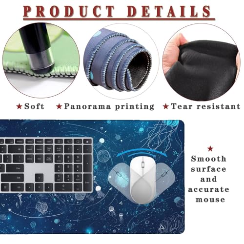 Mauspad XXL 1400x800x4mm Wasserdicht Schreibtischunterlage rutschfeste Speed Gaming Mousepad Starry (3) Groß Desk Mouse Mat Maus Pad, Schreibtisch Unterlage Deko für PC, MacBook, Laptop, Home Office Bild 4