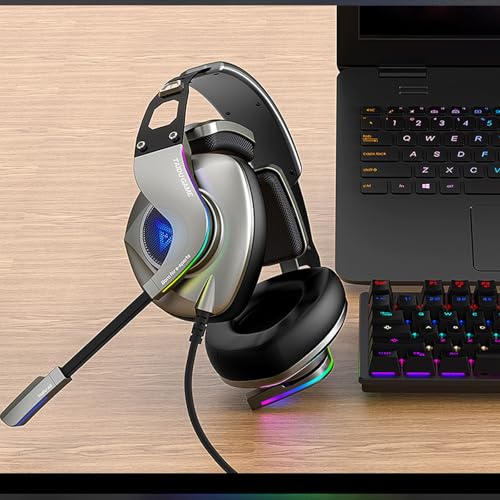 Kabelgebundene Kopfhörer, Computer-Headsets, 7.1, Geräuschunterdrückung, Mikrofon, Leder-Ohrpolster für komfortables Gaming und Chat, kabelgebundene Kopfhörer Bild 5