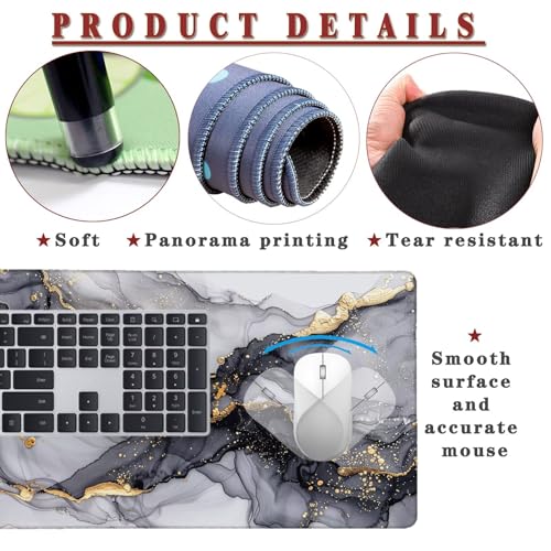 Mauspad XXL 900x600x4mm Wasserdicht Schreibtischunterlage rutschfeste Speed Gaming Mousepad Stone (3) Groß Desk Mouse Mat Maus Pad, Schreibtisch Unterlage Deko für PC, MacBook, Laptop, Home Office Bild 4
