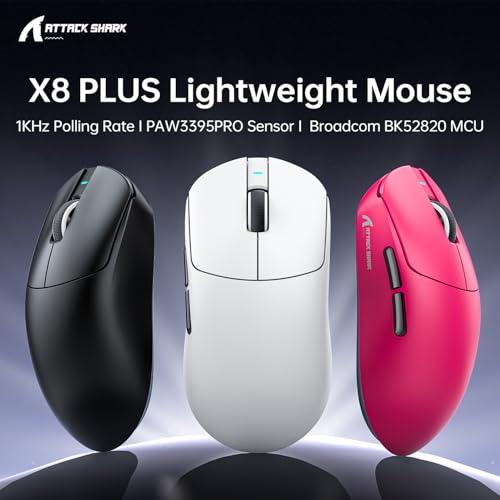 ATTACK SHARK X8PLUS Mouse for Large Hand, 55g Superlight, PixArt PAW3395PRO Gaming Sensor, BT/2.4G Wireless/Wired, 6 Adjustable DPI up to 40000, 500mAh Battery (White) Bild 2