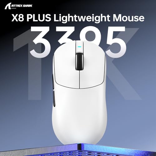 ATTACK SHARK X8PLUS Mouse for Large Hand, 55g Superlight, PixArt PAW3395PRO Gaming Sensor, BT/2.4G Wireless/Wired, 6 Adjustable DPI up to 40000, 500mAh Battery (White) Bild 3