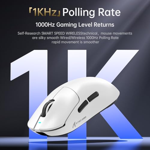 ATTACK SHARK X8PLUS Mouse for Large Hand, 55g Superlight, PixArt PAW3395PRO Gaming Sensor, BT/2.4G Wireless/Wired, 6 Adjustable DPI up to 40000, 500mAh Battery (White) Bild 5