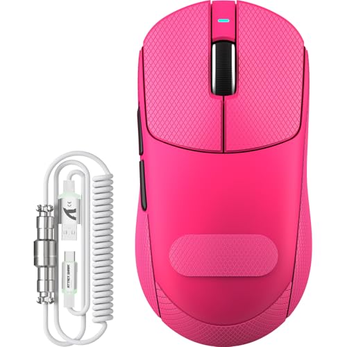 ATTACK SHARK X8 Serie Kabellose Gaming-Maus, 55–65 g Superleicht, PixArt PAW3395/3950 Sensor, BT/2.4G Wireless & USB, bis zu 42.000 DPI, C06 Ultra LED-Kabel (Rosa + Aufkleber, X8 Plus) Bild 1