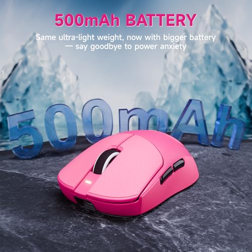 ATTACK SHARK X8 Serie Kabellose Gaming-Maus, 55–65 g Superleicht, PixArt PAW3395/3950 Sensor, BT/2.4G Wireless & USB, bis zu 42.000 DPI, C06 Ultra LED-Kabel (Rosa + Aufkleber, X8 Plus) Bild 4