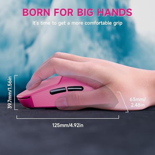 ATTACK SHARK X8 Serie Kabellose Gaming-Maus, 55–65 g Superleicht, PixArt PAW3395/3950 Sensor, BT/2.4G Wireless & USB, bis zu 42.000 DPI, C06 Ultra LED-Kabel (Rosa + Aufkleber, X8 Plus) Bild 5
