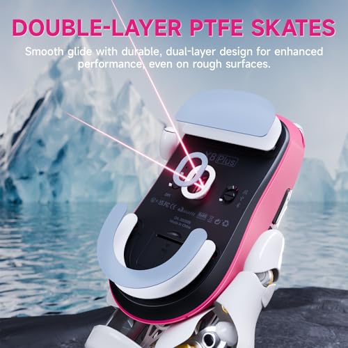 ATTACK SHARK X8 Serie Kabellose Gaming-Maus, 55–65 g Superleicht, PixArt PAW3395/3950 Sensor, BT/2.4G Wireless & USB, bis zu 42.000 DPI, C06 Ultra LED-Kabel (Rosa + Aufkleber, X8 Plus) Bild 6