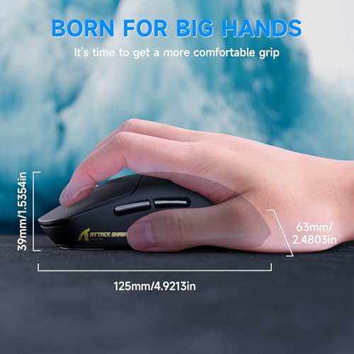 MAMBASNAKE Attack Shark X8PLUS Kabellose Gaming-Maus, PixArt PAW3395PRO-Sensor, 40000 DPI, BT/2,4 GHz/Wired, 55g Superleichte Maus, Doppelschichtige PTFE-Füße, für PC/Xbox/PS/Mac (Schwarz) Bild 6
