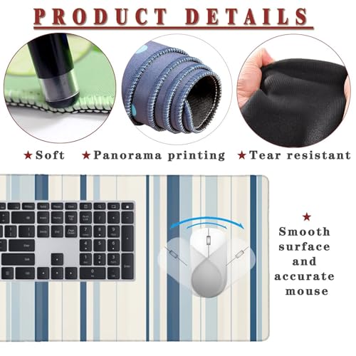 Mauspad XXL 900x500x4mm Wasserdicht Schreibtischunterlage rutschfeste Speed Gaming Mousepad Stripes (1) Groß Desk Mouse Mat Maus Pad, Schreibtisch Unterlage Deko für PC, MacBook, Laptop, Home Office Bild 4