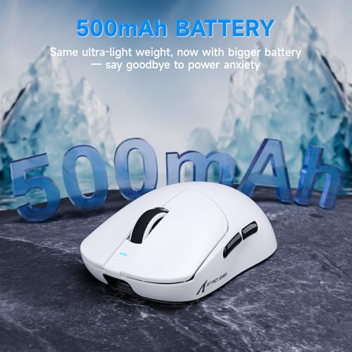 ATTACK SHARK X8 Serie Kabellose Gaming-Maus, 55–65 g Superleicht, PixArt PAW3395/3950 Sensor, BT/2.4G Wireless & USB, bis zu 42.000 DPI, C06 Ultra LED-Kabel (Weiß, X8 Plus) Bild 4
