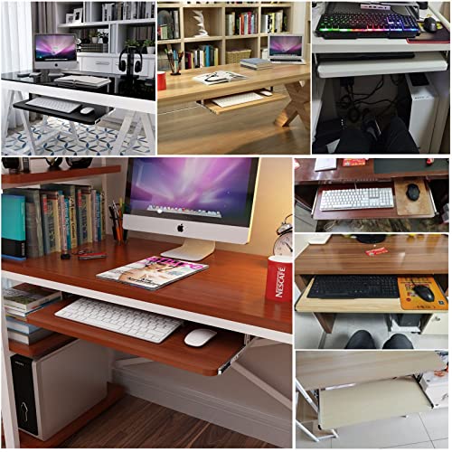 Tastaturablage unter dem Schreibtisch mit Schublade – ausziehbare Maus- und Tastaturstütze, platzsparend, 700 × 270 mm, Plattform für Home Office und Gaming Bild 7