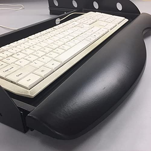 Einziehbare Tastaturablage unter dem Schreibtisch – schwarze Computertastaturschublade, Plattform mit Maus-Aufbewahrungsregal, platzsparende Tastaturverlängerung für Heimbüro und Gaming-Setup Bild 2