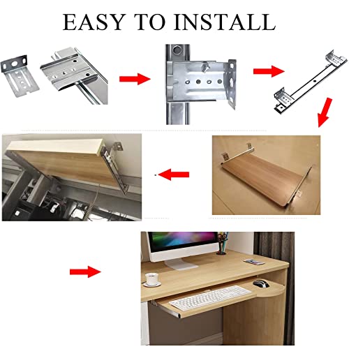 Ergonomische, höhenverstellbare Schreibtisch-Erweiterung, 70 x 26 cm, Tastatur- und Maus-Halter, Walnussholz-Finish, ideal für Heimbüro und Gaming-Setup Bild 6