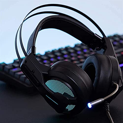 Gaming-Headset – Surround-Sound-Kopfhörer mit Mikrofon zur Geräuschunterdrückung – Ohrpolster aus Memory-Schaum, Bunte Hintergrundbeleuchtung für Laptops Bild 4