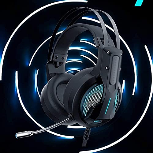 Gaming-Headset – Surround-Sound-Kopfhörer mit Mikrofon zur Geräuschunterdrückung – Ohrpolster aus Memory-Schaum, Bunte Hintergrundbeleuchtung für Laptops Bild 5