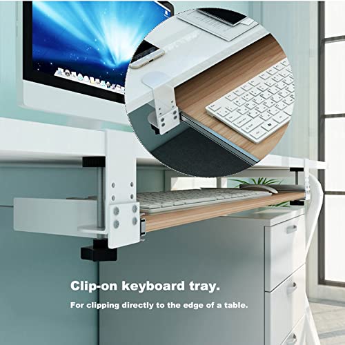 Ergonomische Schreibtischverlängerung mit ausziehbarer Tastaturablage und Maus-Plattform, Handgelenkstütze, Halterung, rot, 75 x 30 cm, ideal für Heimbüro und Gaming, verbessert Komfort und Bild 4
