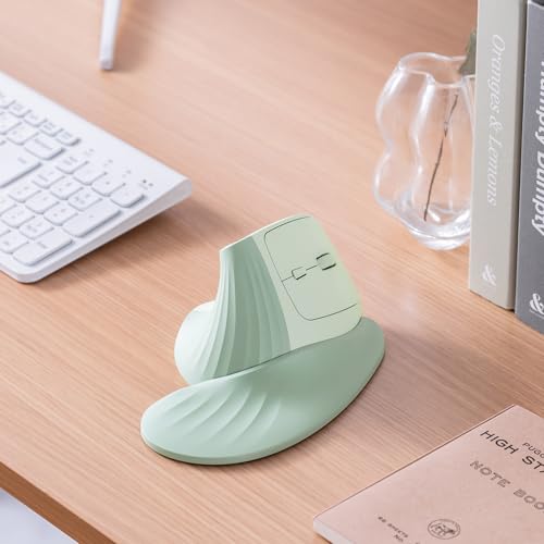SANWA Ergonomische Maus (2.4G Kabellos + 2 Bluetooth), Leise Klicks Vertikale Maus mit Handballenauflage, 1000-4000 DPI, Computermaus für Große Hände, Kompatibel mit Win, Mac, PC, Laptop, Grün Bild 2