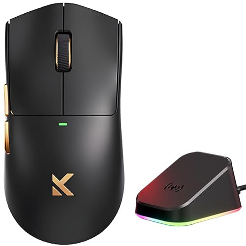 Hyekit MCHOSE K7 Ultra Wireless Esports Gaming Maus mit magnetischer Ladestation, PAW3950 optischer Sensor, Dual 8K Polling, 42K DPI, 59g leicht, 5 programmierbare Tasten, 130 Stunden Akku (Schwarz) Bild 1