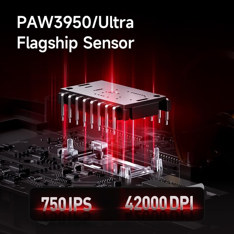 Hyekit MCHOSE K7 Ultra Wireless Esports Gaming Maus mit magnetischer Ladestation, PAW3950 optischer Sensor, Dual 8K Polling, 42K DPI, 59g leicht, 5 programmierbare Tasten, 130 Stunden Akku (Schwarz) Bild 5