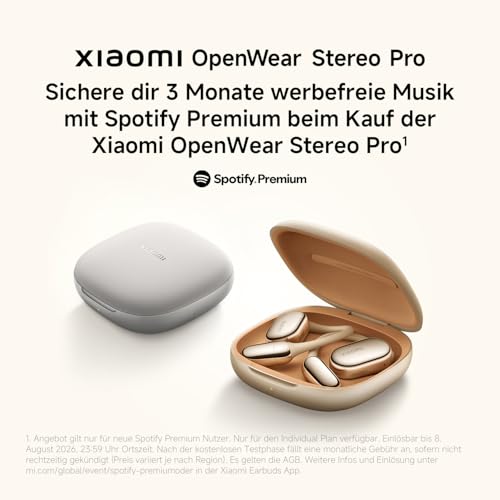 XIAOMI OpenWear Stereo Pro Gold, Open-Ear Kopfhörer, Ohrbügel Bluetooth Headset, Bequemer und Stabiler Sitz, 45 Stunden Akkulaufzeit, Wasserdicht IP54, Mehrfachtreiber, Hi-Res HiFi Audio Bild 3