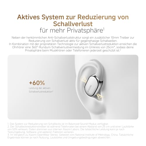 XIAOMI OpenWear Stereo Pro Gold, Open-Ear Kopfhörer, Ohrbügel Bluetooth Headset, Bequemer und Stabiler Sitz, 45 Stunden Akkulaufzeit, Wasserdicht IP54, Mehrfachtreiber, Hi-Res HiFi Audio Bild 5