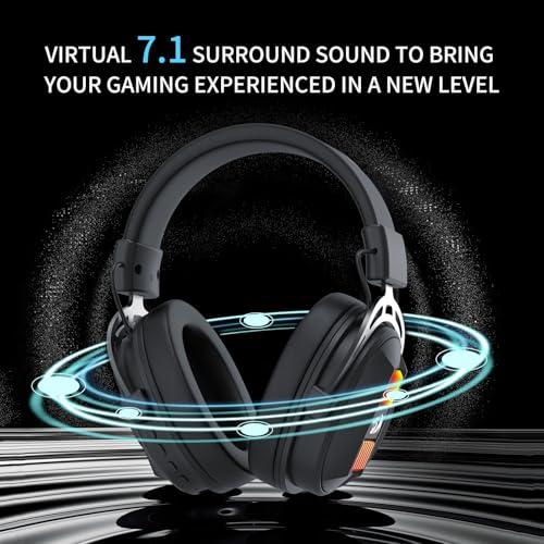 Redragon H375 Kabelgebundenes Gaming-Headset, 53-mm-Treiber, 7.1-Surround-Sound, abnehmbares Mikrofon mit Geräuschunterdrückung, USB-Computer-Headset mit RGB, leichtes Design für PC/Laptop/PS4 Bild 3