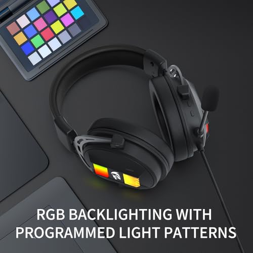 Redragon H375 Kabelgebundenes Gaming-Headset, 53-mm-Treiber, 7.1-Surround-Sound, abnehmbares Mikrofon mit Geräuschunterdrückung, USB-Computer-Headset mit RGB, leichtes Design für PC/Laptop/PS4 Bild 4