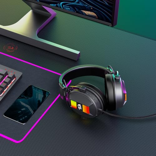 Redragon H375 Kabelgebundenes Gaming-Headset, 53-mm-Treiber, 7.1-Surround-Sound, abnehmbares Mikrofon mit Geräuschunterdrückung, USB-Computer-Headset mit RGB, leichtes Design für PC/Laptop/PS4 Bild 7