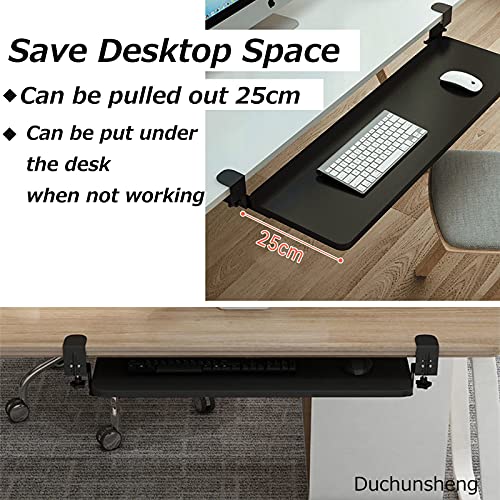 Tastaturablage unter dem Schreibtisch, stabile Holz-Tastatur- und Maus-Plattform, 23 kg Tragkraft, glatte Gleitschiene, Ahorn-Finish, perfekt für Home Office und Gaming Bild 3