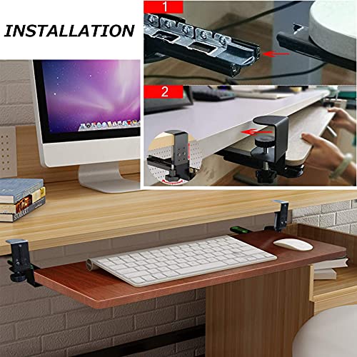 Tastaturablage unter dem Schreibtisch, stabile Holz-Tastatur- und Maus-Plattform, 23 kg Tragkraft, glatte Gleitschiene, Ahorn-Finish, perfekt für Home Office und Gaming Bild 7