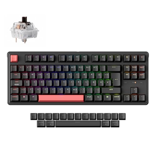 Keychron C3 Pro QMK/VIA Trådbundet Mekaniskt Tangentbord, Programmerbart, TKL-gamingtangentbord 87 Tangenter Hot-Swap RGB Backlit för Mac/Windows/Linux (Brauner Schalter) Bild 1