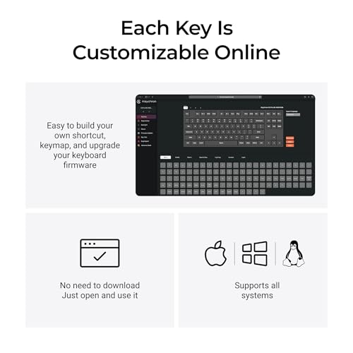 Keychron C3 Pro QMK/VIA Trådbundet Mekaniskt Tangentbord, Programmerbart, TKL-gamingtangentbord 87 Tangenter Hot-Swap RGB Backlit för Mac/Windows/Linux (Brauner Schalter) Bild 5