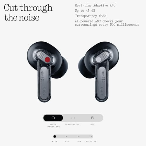 Nothing Ear (3) Kabellose In-Ear Kopfhörer, Adaptive Geräuschunterdrückung, LDAC Hi-Res Audio, Super Mic, IP54, Schnellladen, Bis zu 22 Std. Akkulaufzeit, Kompatibel mit Android & iOS – Schwarz Bild 5
