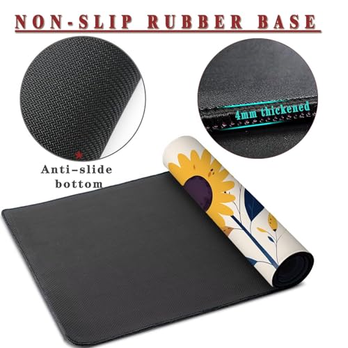 Mauspad XXL 900x500x4mm Wasserdicht Schreibtischunterlage Rutschfeste Speed Gaming Mousepad Sunflower (5) Groß Desk Mouse Mat Maus Pad, Schreibtisch Unterlage Deko für PC, Macbook, Laptop, Home Office Bild 3