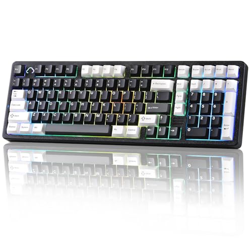 YUNZII AL98 QMK/VIA Kabellose Mechanische Gaming Tastatur, Vollaluminium,BT/2,4 GHz/USB-C,Hot-Swap Linear-Schalter Gasket 1800-Layout,RGB für Windows/Mac (Schwarz, Cocoa Cream V2 Linear) Bild 1