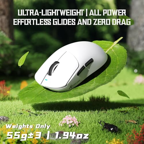 ATTACK SHARK X8 SE Kabellose Gaming-Maus, 55g Ultraleicht, PAW3311 Sensor, BK52820 Chip, 25.000 DPI, BT/2,4G/USB-C, 80 Mio. Klicks, 500mAh Akku, Treiber für PC/Mac-Weiß Bild 4