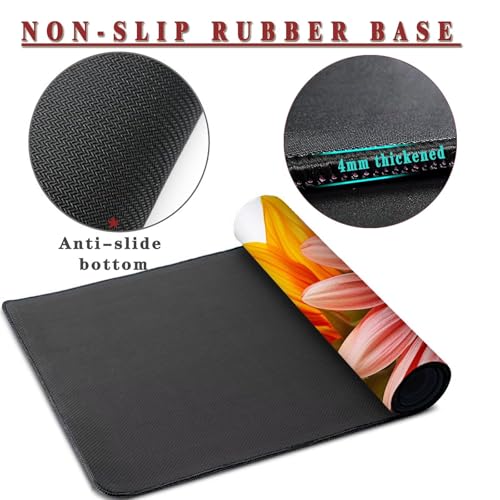 Mauspad XXL 900x500x4mm Wasserdicht Schreibtischunterlage Rutschfeste Speed Gaming Mousepad Sunflower (7) Groß Desk Mouse Mat Maus Pad, Schreibtisch Unterlage Deko für PC, Macbook, Laptop, Home Office Bild 3
